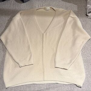 Aritzia Cream V-Neck Sweater